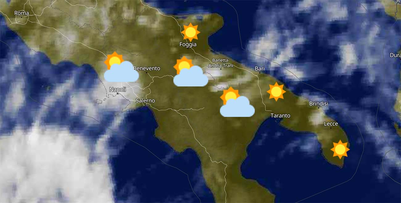 Il meteo in Puglia mercoledì 7 maggio
