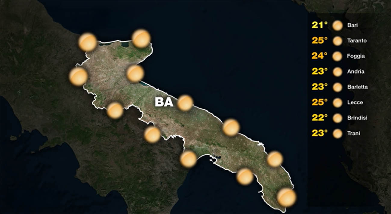 Meteo Puglia oggi Venerdì 30 Maggio
