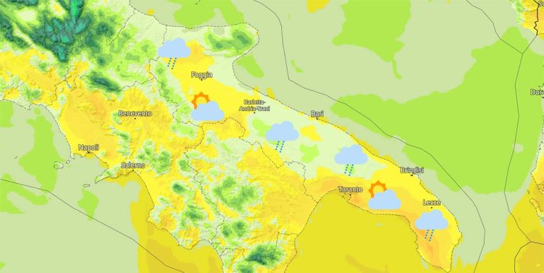 Meteo Puglia venerdì 9 maggio, portate gli ombrelli